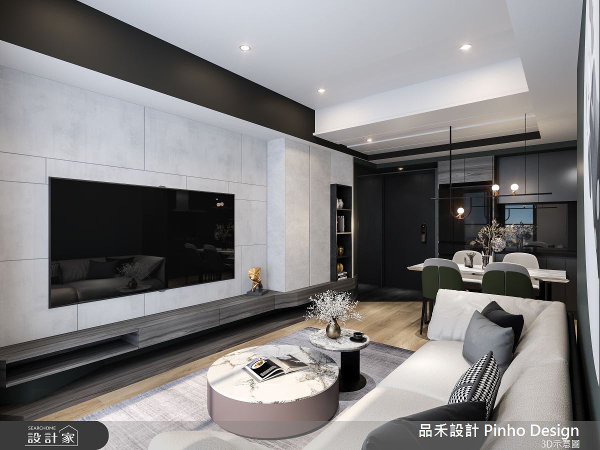 20坪新成屋(5年以下)＿現代風客廳餐廳廚房案例圖片＿品禾設計＿品禾設計03_20坪現代風之3