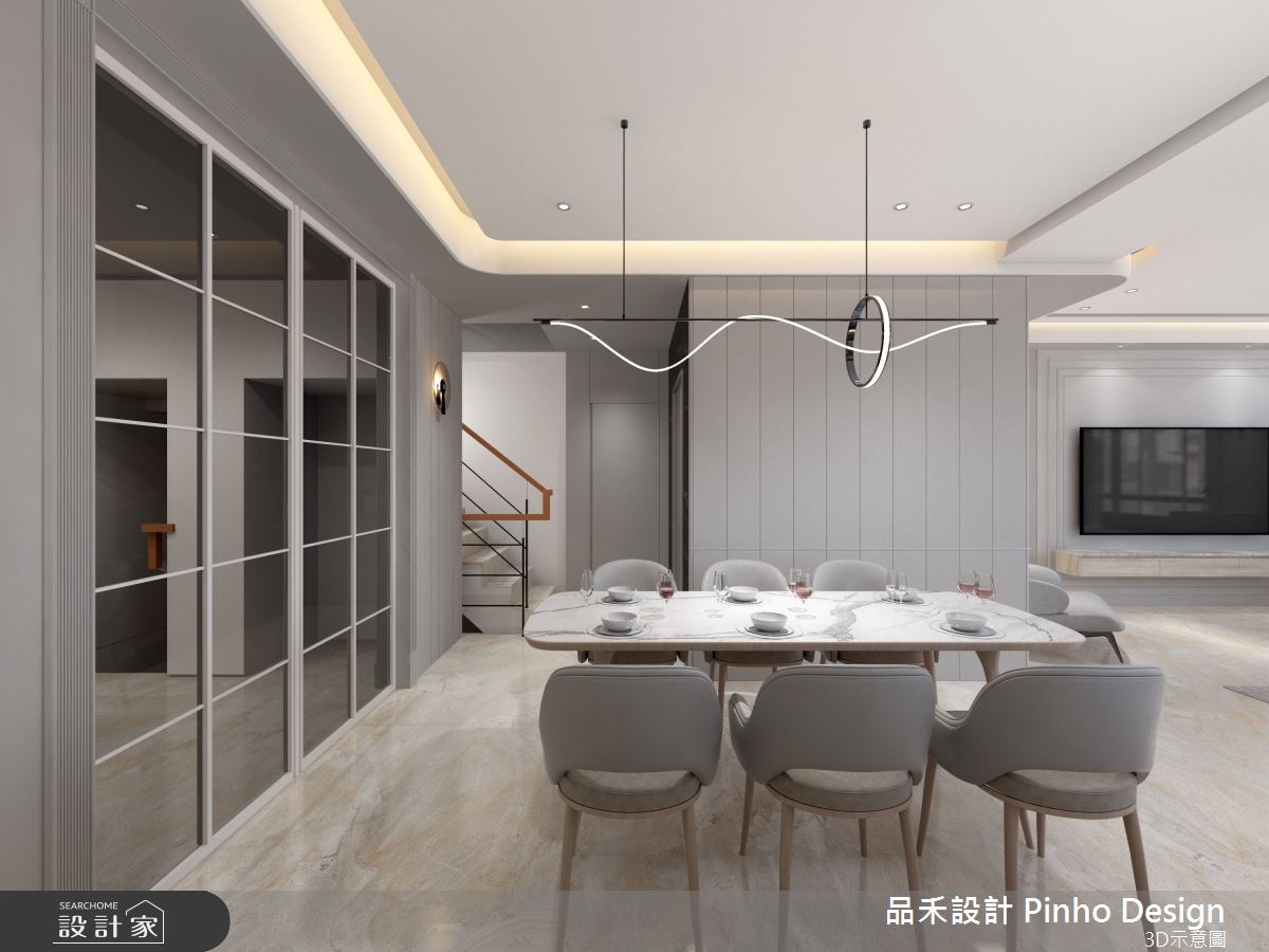 80坪新成屋(5年以下)＿美式風餐廳樓梯案例圖片＿品禾設計＿品禾設計07_80坪美式風之7