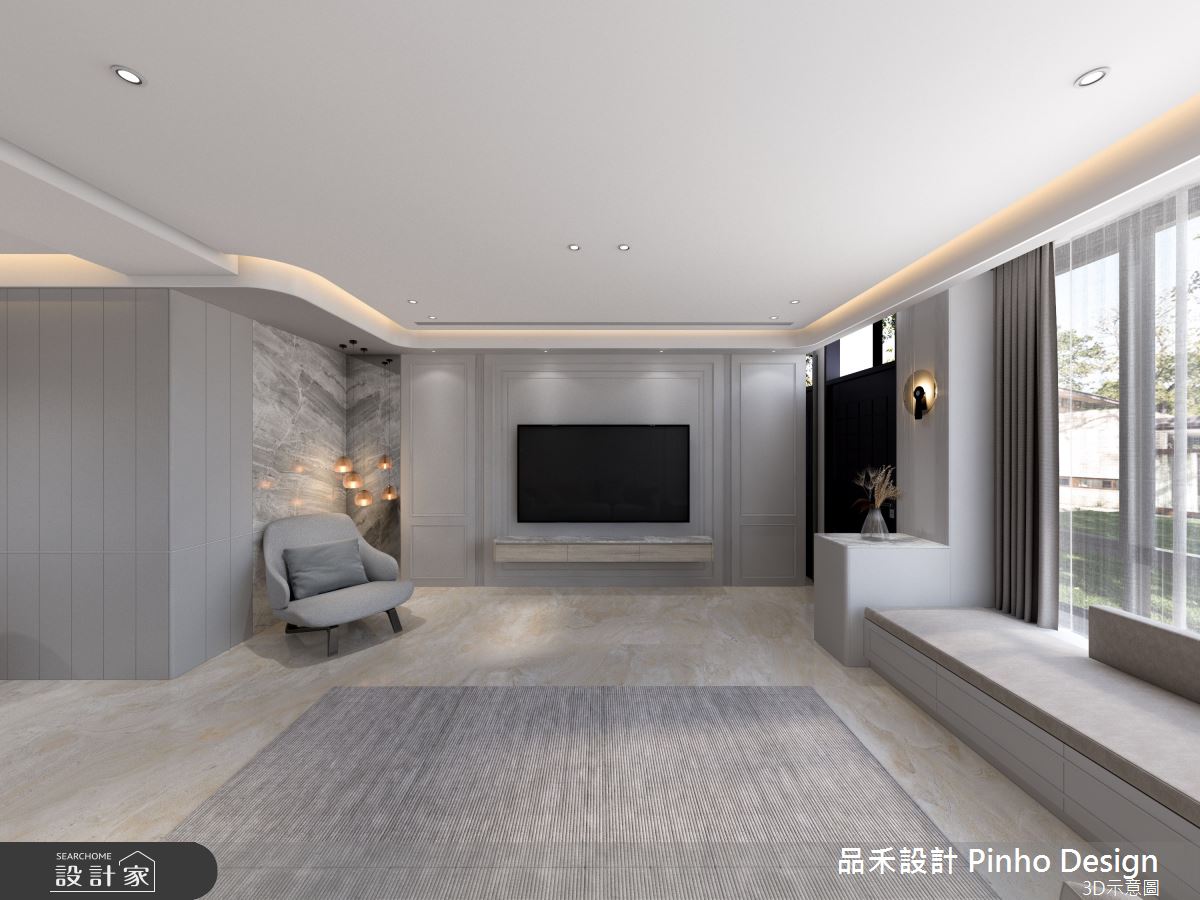 80坪新成屋(5年以下)＿美式風玄關客廳臥榻案例圖片＿品禾設計＿品禾設計07_80坪美式風之3