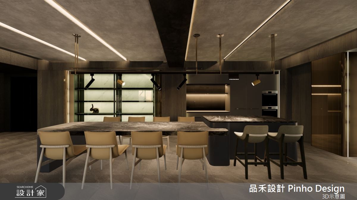 130坪新成屋(5年以下)＿簡式奢華風餐廳中島案例圖片＿品禾設計＿品禾設計19_130坪簡式奢華風之11