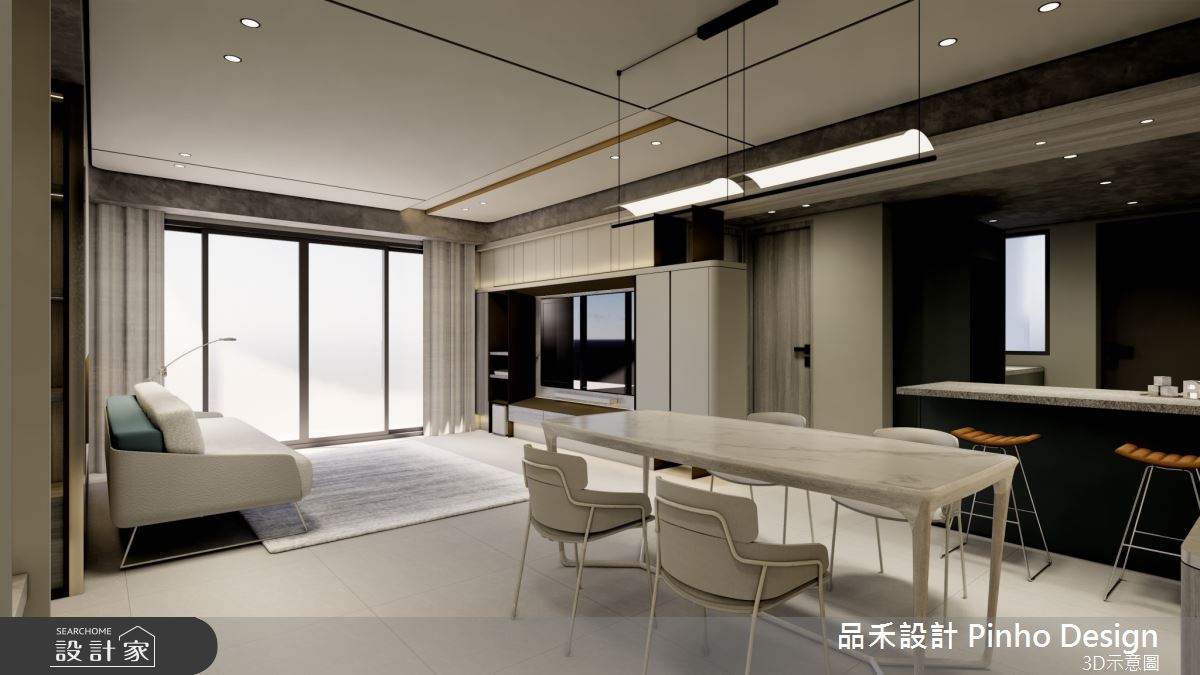 50坪新成屋(5年以下)＿簡約風客廳餐廳吧檯案例圖片＿品禾設計＿品禾設計21_50坪簡約風之2