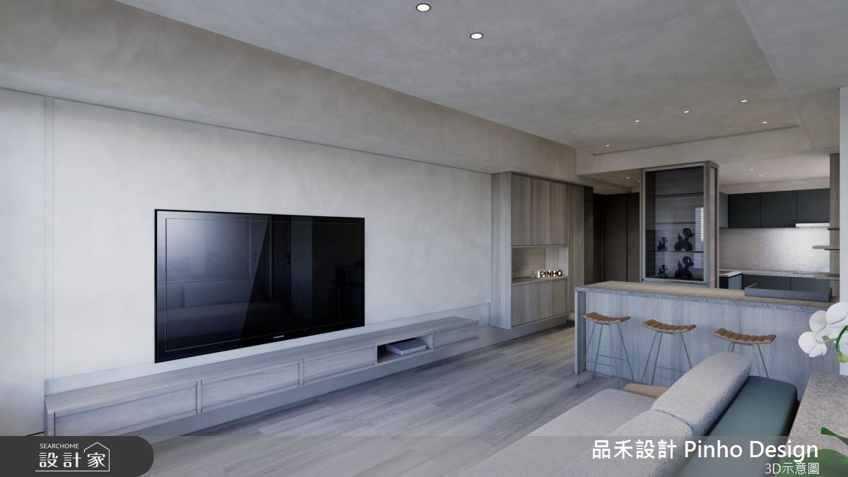 38坪新成屋(5年以下)＿侘寂風客廳廚房吧檯案例圖片＿品禾設計＿品禾設計24_38坪侘寂風之5