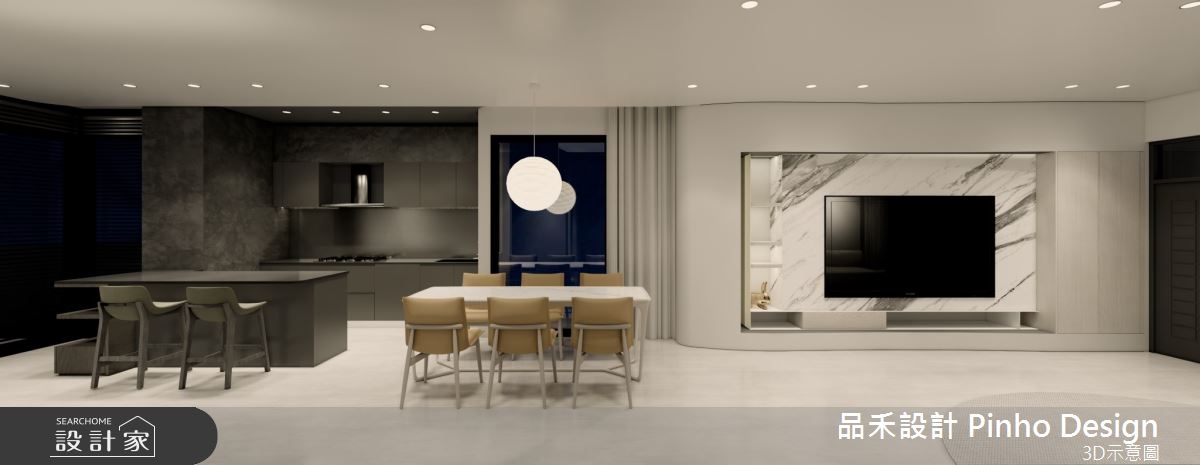 110坪新成屋(5年以下)＿簡約風客廳餐廳廚房吧檯案例圖片＿品禾設計＿品禾設計25_110坪簡約風之13