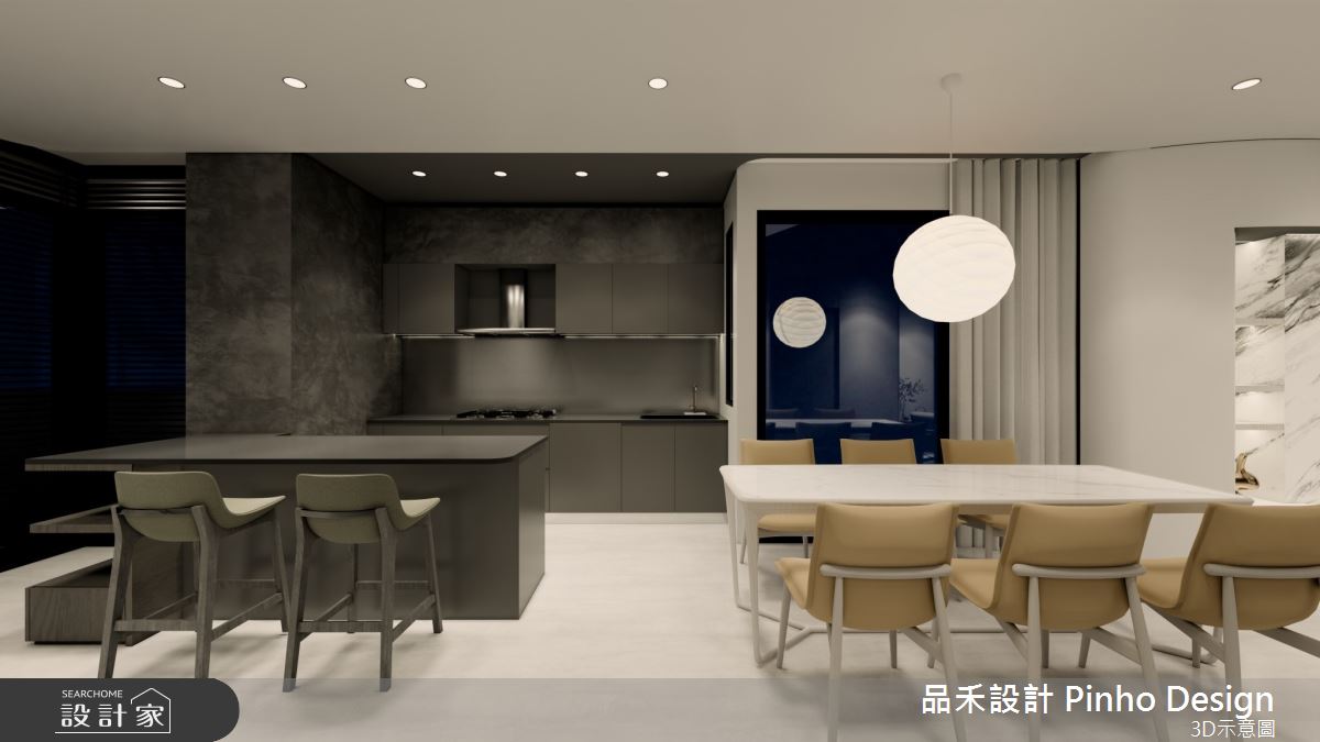 110坪新成屋(5年以下)＿簡約風餐廳廚房吧檯案例圖片＿品禾設計＿品禾設計25_110坪簡約風之12