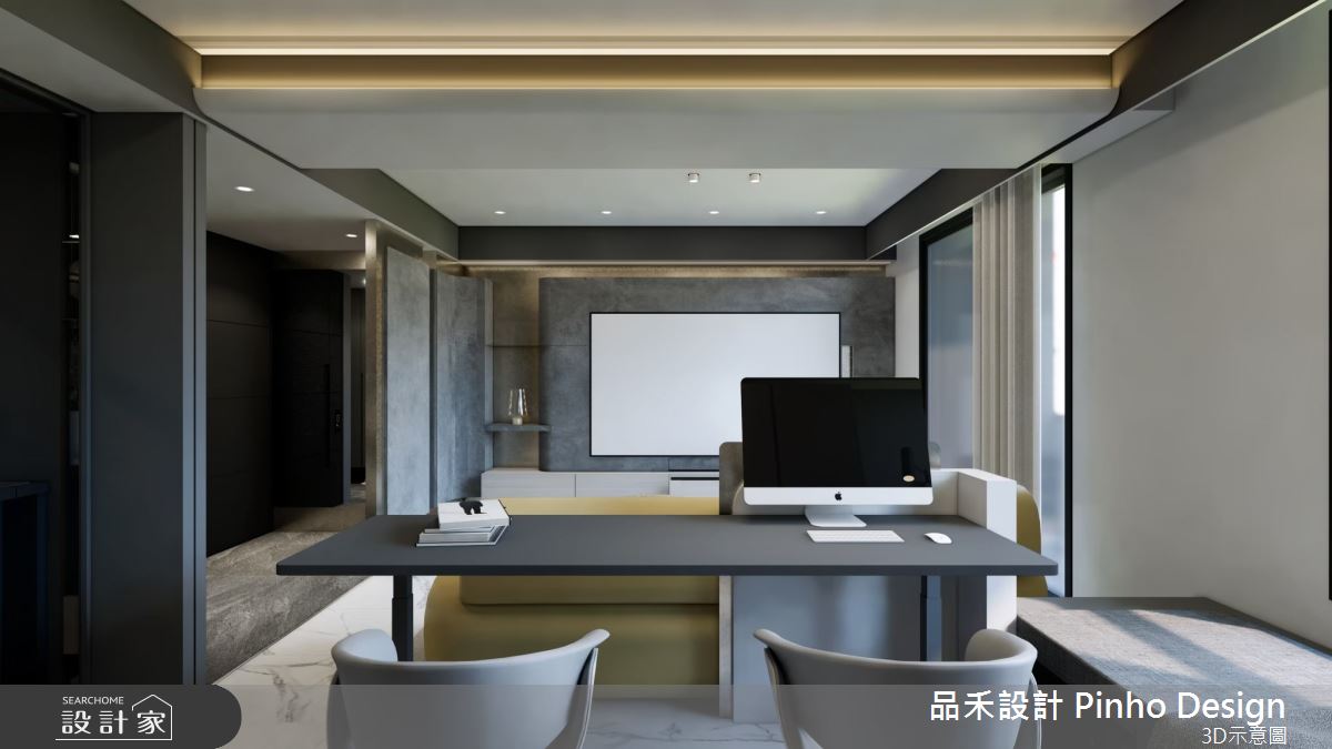 40坪新成屋(5年以下)＿輕奢簡約風客廳書房案例圖片＿品禾設計＿品禾設計35_40坪輕奢簡約風之6