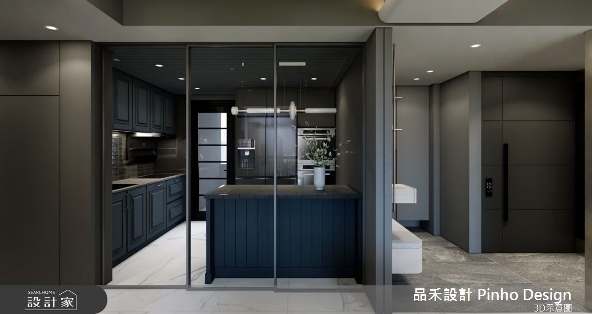 40坪新成屋(5年以下)＿輕奢簡約風玄關廚房中島案例圖片＿品禾設計＿品禾設計35_40坪輕奢簡約風之9