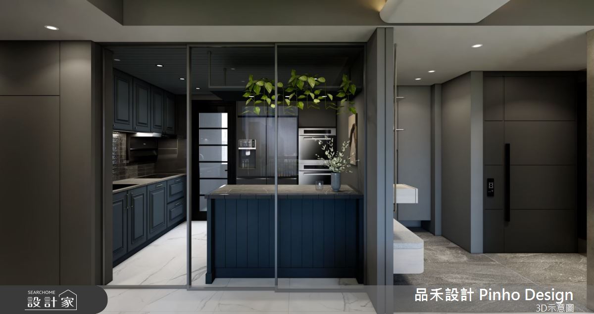 40坪新成屋(5年以下)＿輕奢簡約風玄關廚房中島案例圖片＿品禾設計＿品禾設計35_40坪輕奢簡約風之18