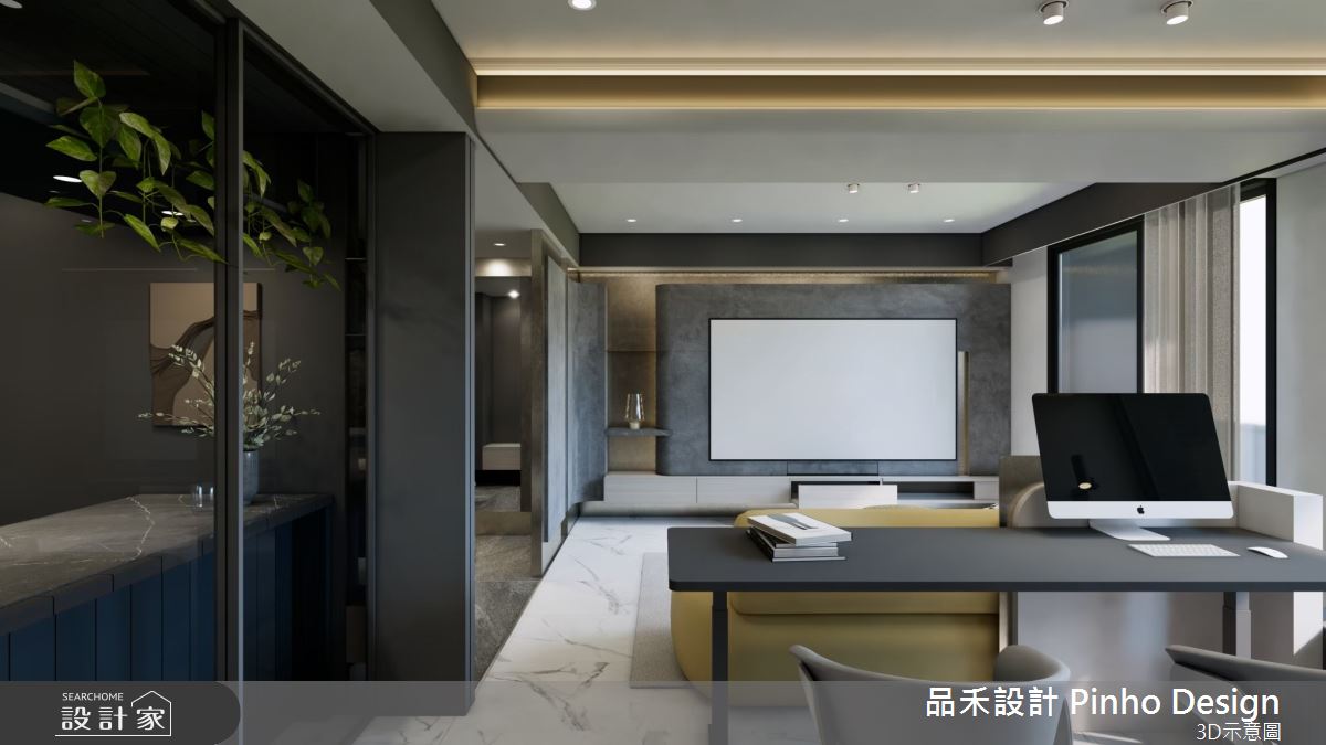 40坪新成屋(5年以下)＿輕奢簡約風客廳書房案例圖片＿品禾設計＿品禾設計35_40坪輕奢簡約風之21