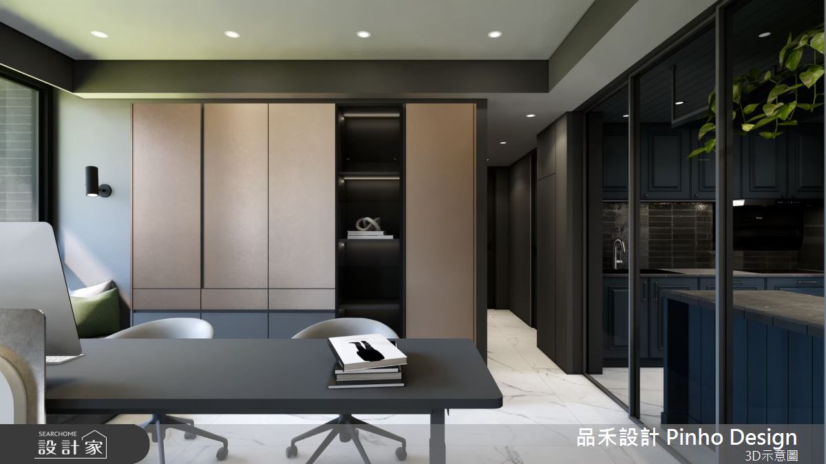 40坪新成屋(5年以下)＿輕奢簡約風廚房書房走廊案例圖片＿品禾設計＿品禾設計35_40坪輕奢簡約風之25