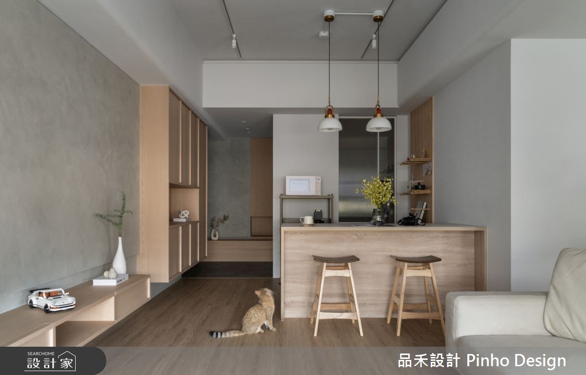 38坪新成屋(5年以下)＿侘寂風玄關吧檯案例圖片＿品禾設計＿品禾設計36_38坪侘寂風之6