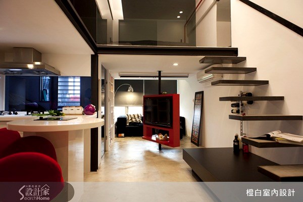 10坪新成屋(5年以下)＿工業風樓梯案例圖片＿橙白室內裝修設計工程有限公司＿橙白_08之2