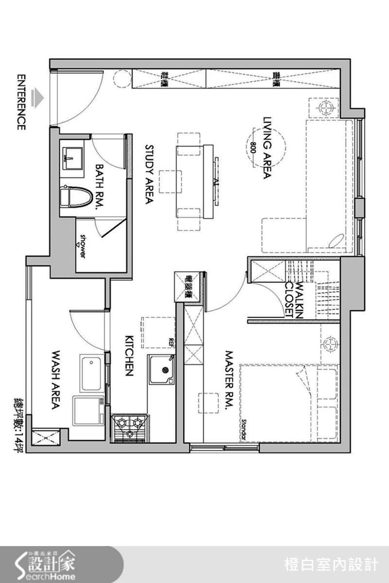 14坪新成屋(5年以下)＿簡約風案例圖片＿橙白室內裝修設計工程有限公司＿橙白_34京美術之21