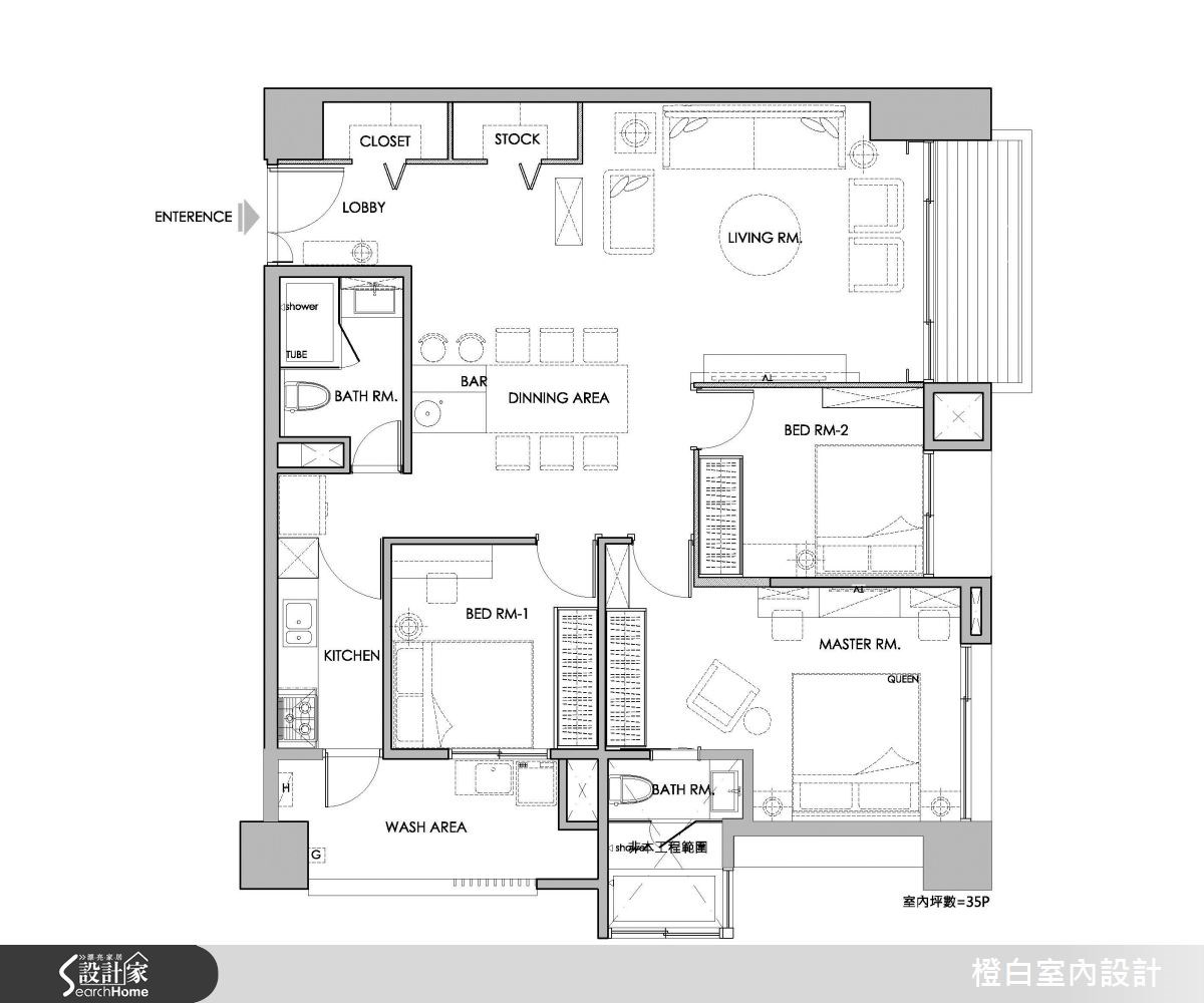 35坪新成屋(5年以下)＿混搭風案例圖片＿橙白室內裝修設計工程有限公司＿橙白_37海德之31