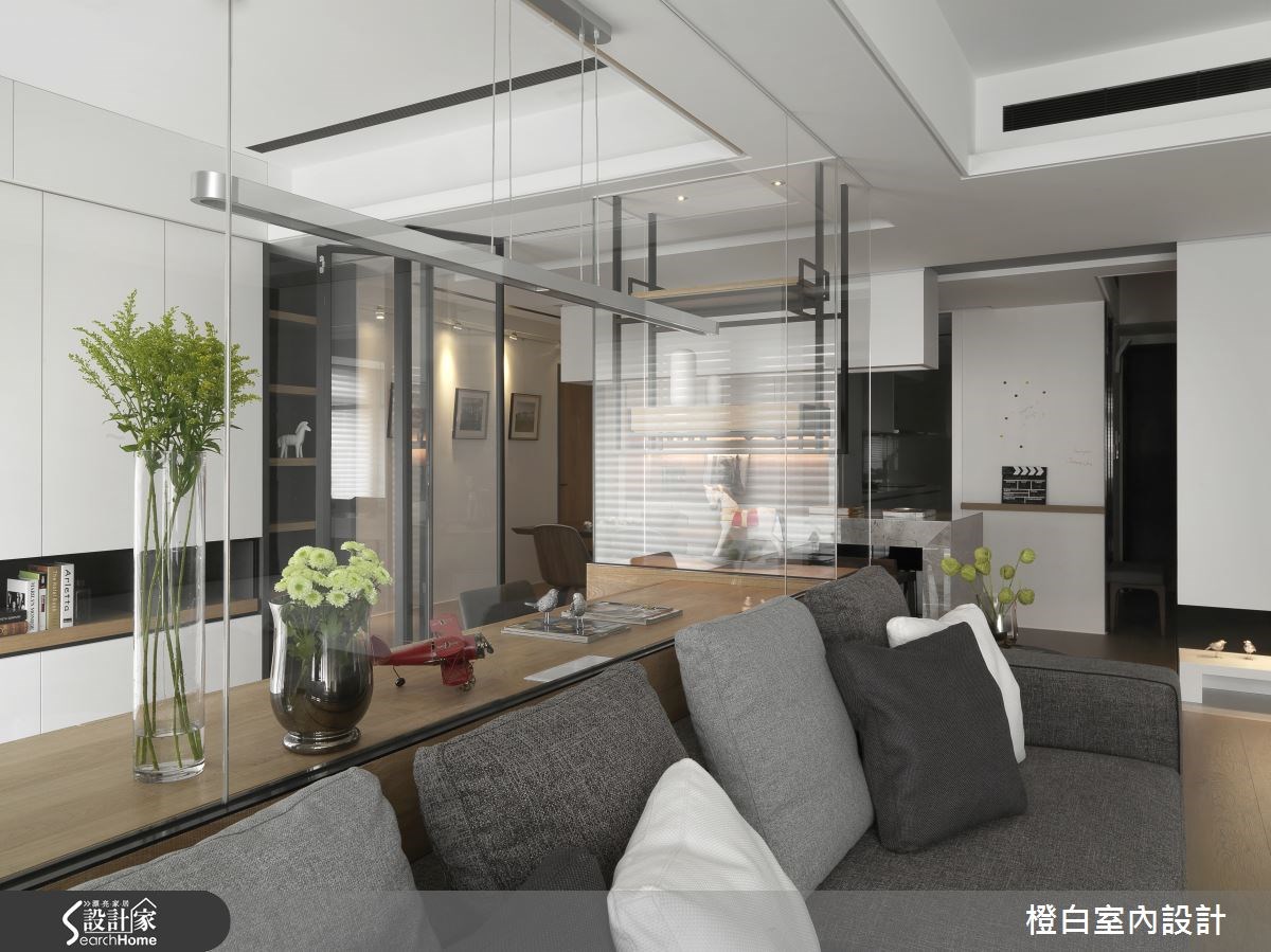 50坪新成屋(5年以下)＿混搭風客廳案例圖片＿橙白室內裝修設計工程有限公司＿橙白_42橋峰A+之8