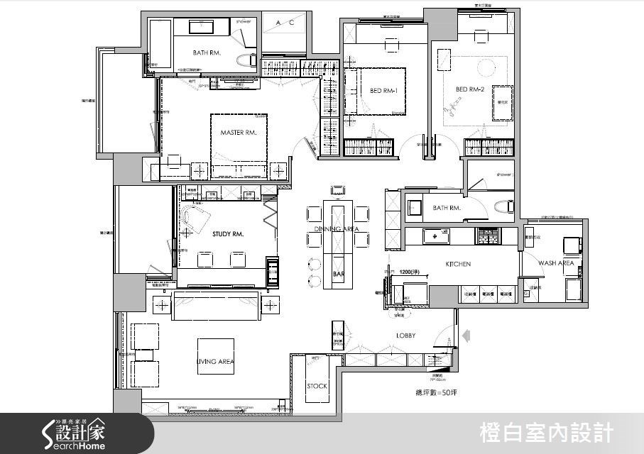50坪新成屋(5年以下)＿混搭風案例圖片＿橙白室內裝修設計工程有限公司＿橙白_42橋峰A+之31