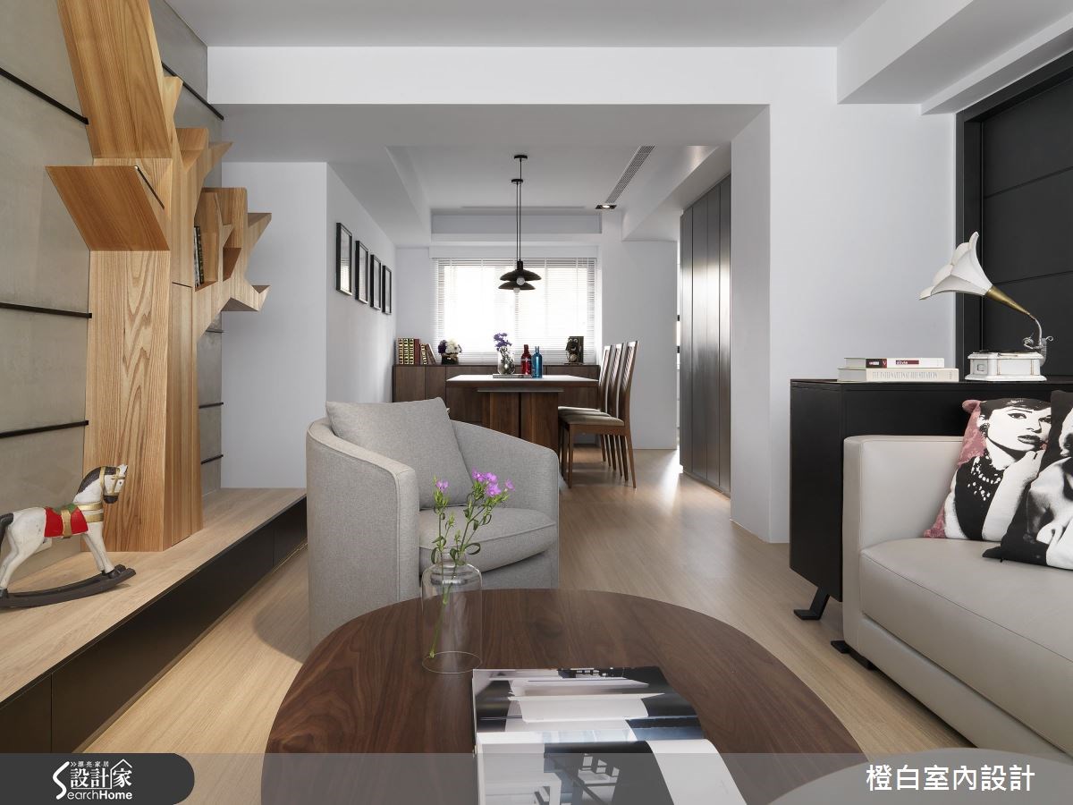 28坪中古屋(5~15年)＿簡約風客廳案例圖片＿橙白室內裝修設計工程有限公司＿橙白_54大直之5