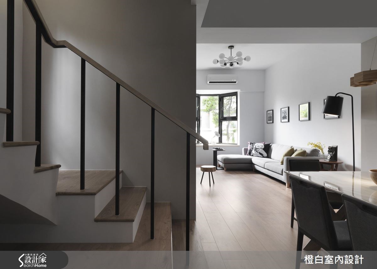 76坪老屋(16~30年)＿混搭風樓梯案例圖片＿橙白室內裝修設計工程有限公司＿橙白_55瓏山林之10