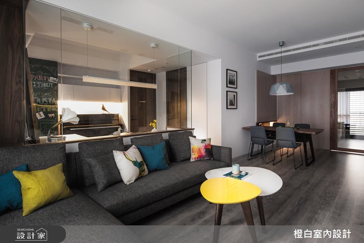 28坪新成屋(5年以下)＿現代風客廳案例圖片＿橙白室內裝修設計工程有限公司＿橙白_59文學苑之5