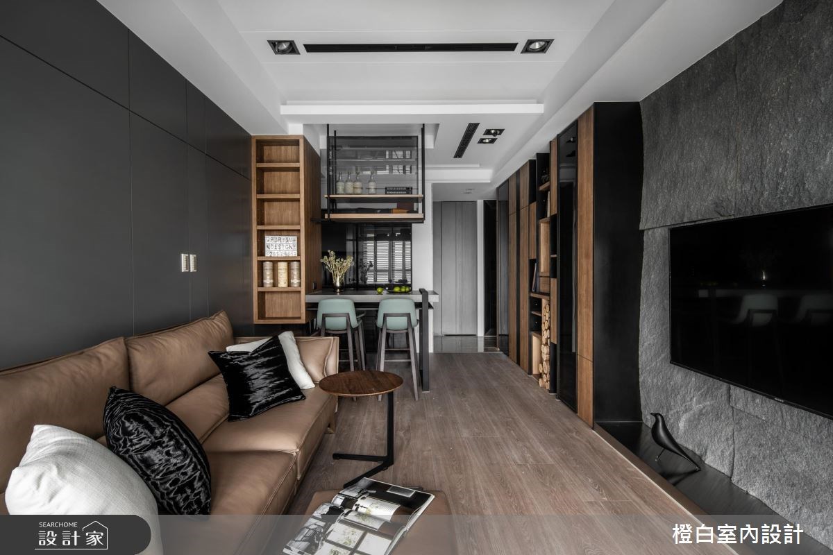 17坪新成屋(5年以下)＿現代風客廳案例圖片＿橙白室內裝修設計工程有限公司＿橙白_66墨花香之6