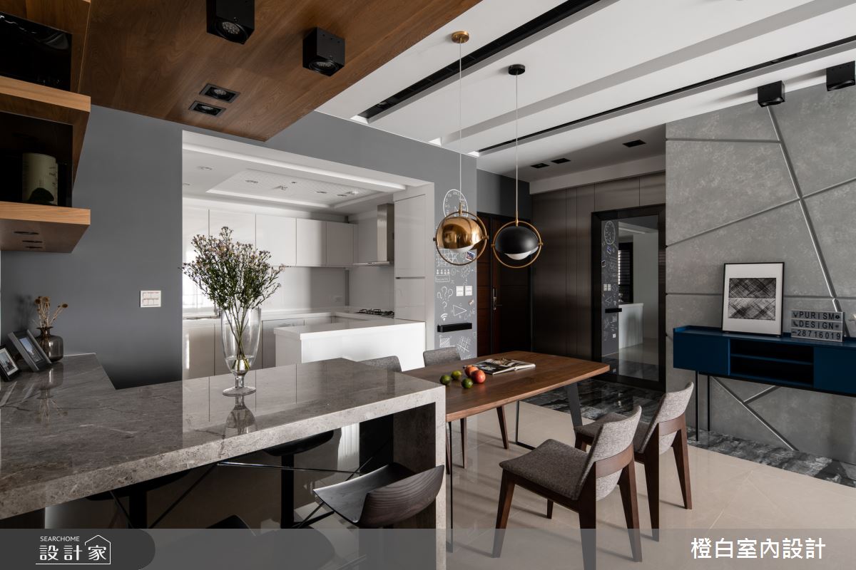 45坪新成屋(5年以下)＿混搭風餐廳廚房案例圖片＿橙白室內裝修設計工程有限公司＿橙白_70遠雄牡丹園之8