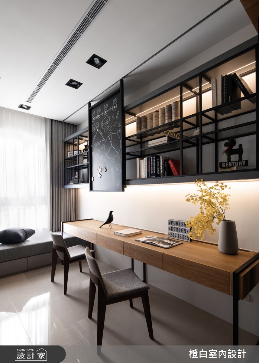 45坪新成屋(5年以下)＿混搭風書房臥榻案例圖片＿橙白室內裝修設計工程有限公司＿橙白_70遠雄牡丹園之17