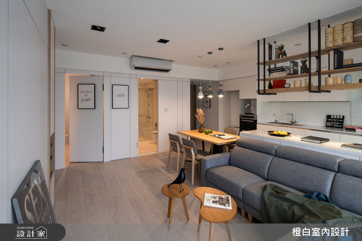 20坪新成屋(5年以下)＿混搭風客廳廚房吧檯案例圖片＿橙白室內裝修設計工程有限公司＿橙白_73小宅革命之4