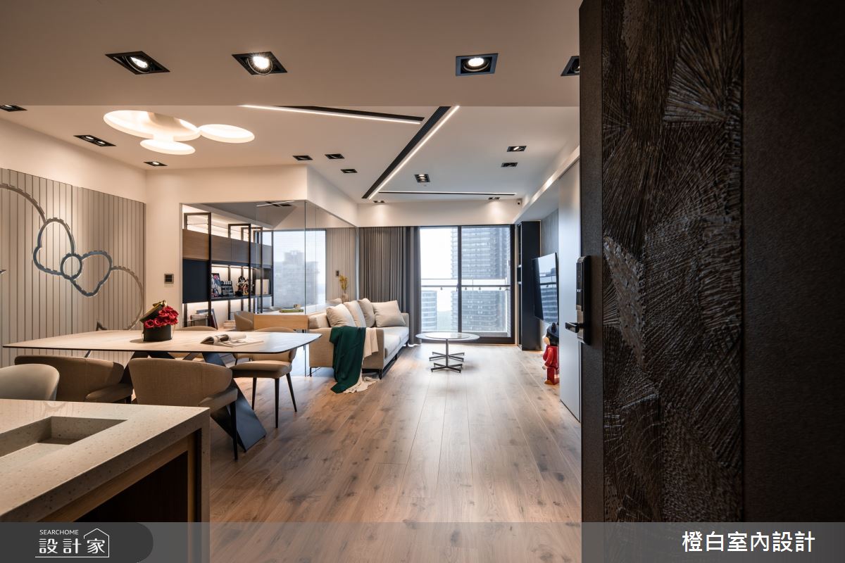 34坪新成屋(5年以下)＿混搭風客廳餐廳案例圖片＿橙白室內裝修設計工程有限公司＿橙白_83鄉林山海滙之4