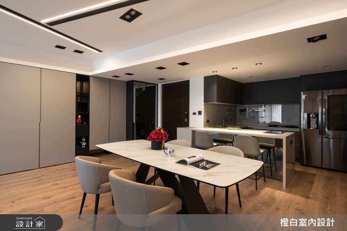 34坪新成屋(5年以下)＿混搭風餐廳廚房中島案例圖片＿橙白室內裝修設計工程有限公司＿橙白_83鄉林山海滙之26