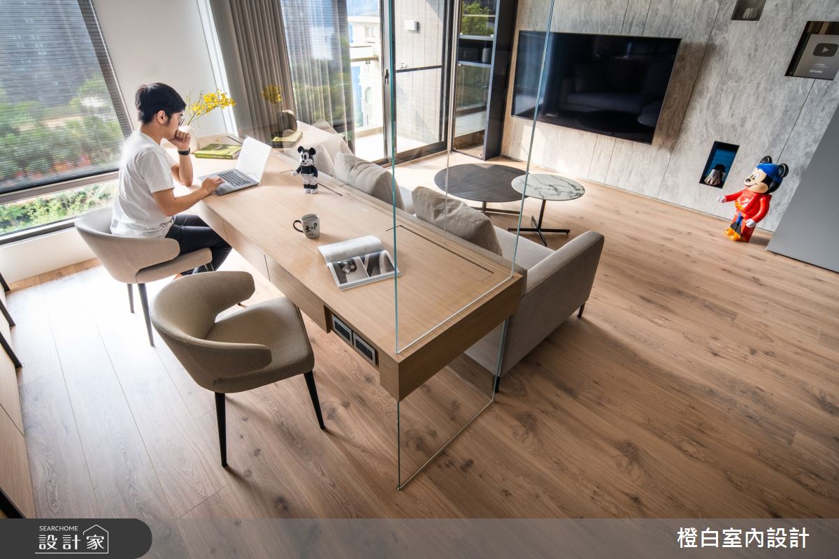 34坪新成屋(5年以下)＿混搭風客廳書房案例圖片＿橙白室內裝修設計工程有限公司＿橙白_83鄉林山海滙之31