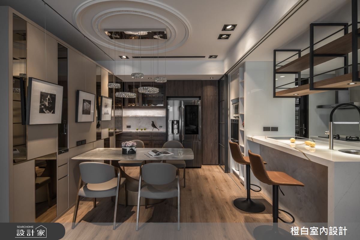 42坪新成屋(5年以下)＿混搭風餐廳廚房吧檯中島案例圖片＿橙白室內裝修設計工程有限公司＿橙白_88皇翔park之16