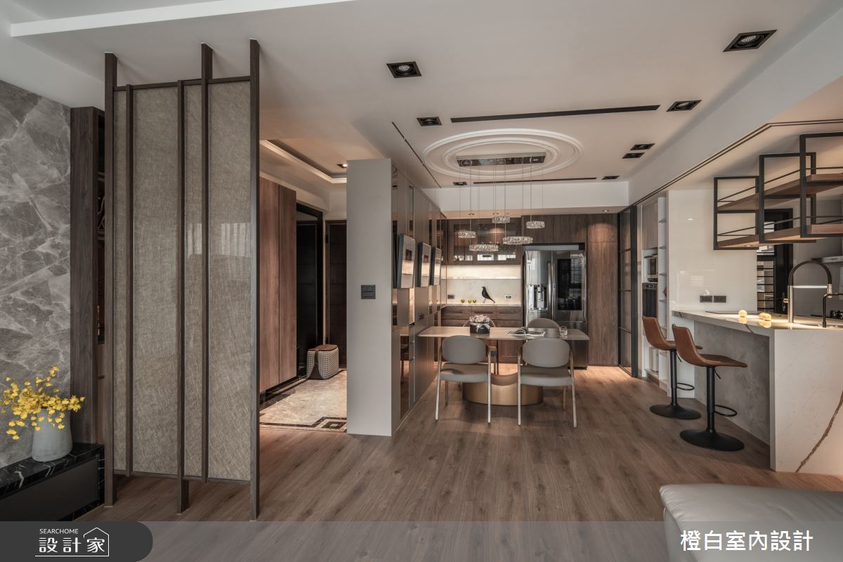 42坪新成屋(5年以下)＿混搭風餐廳中島案例圖片＿橙白室內裝修設計工程有限公司＿橙白_88皇翔park之2