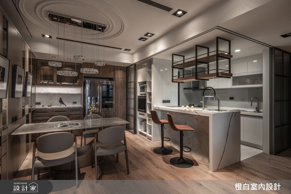 42坪新成屋(5年以下)＿混搭風餐廳廚房吧檯中島案例圖片＿橙白室內裝修設計工程有限公司＿橙白_88皇翔park之17