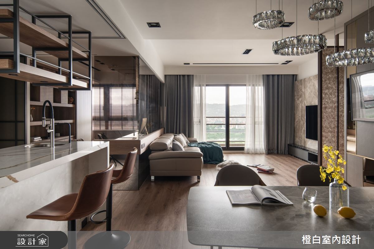 42坪新成屋(5年以下)＿混搭風客廳案例圖片＿橙白室內裝修設計工程有限公司＿橙白_88皇翔park之23