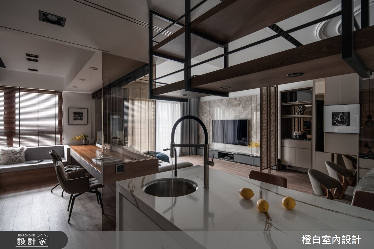 42坪新成屋(5年以下)＿混搭風廚房吧檯中島案例圖片＿橙白室內裝修設計工程有限公司＿橙白_88皇翔park之25