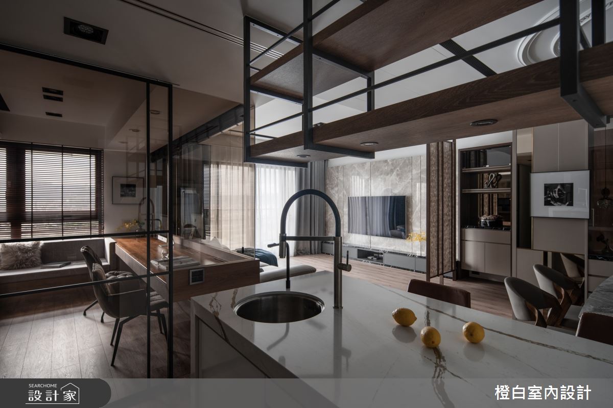 42坪新成屋(5年以下)＿混搭風廚房吧檯中島案例圖片＿橙白室內裝修設計工程有限公司＿橙白_88皇翔park之26