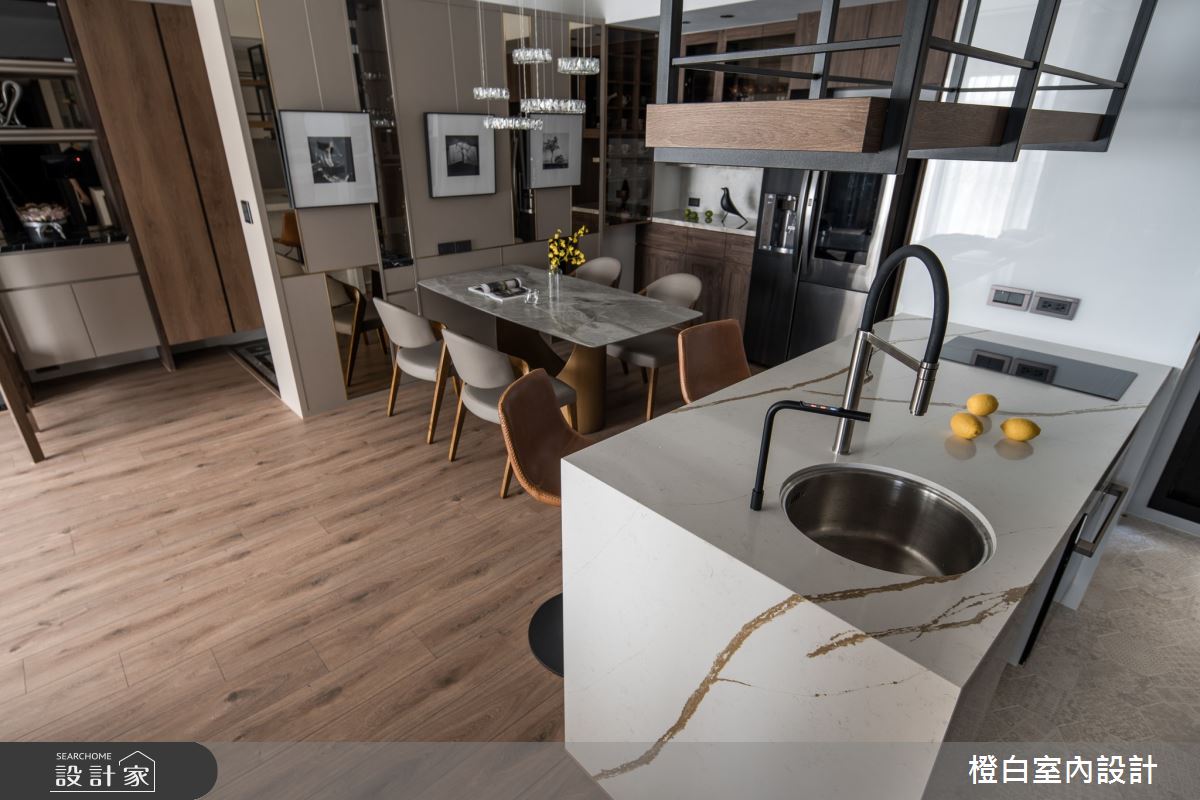 42坪新成屋(5年以下)＿混搭風餐廳廚房吧檯中島案例圖片＿橙白室內裝修設計工程有限公司＿橙白_88皇翔park之20