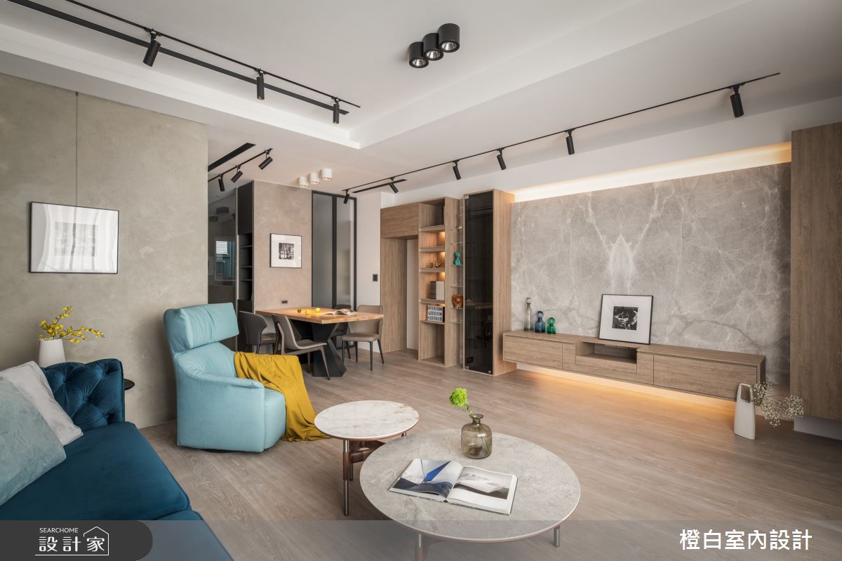 90坪新成屋(5年以下)＿混搭風客廳案例圖片＿橙白室內裝修設計工程有限公司＿橙白_91名軒國家Park之8