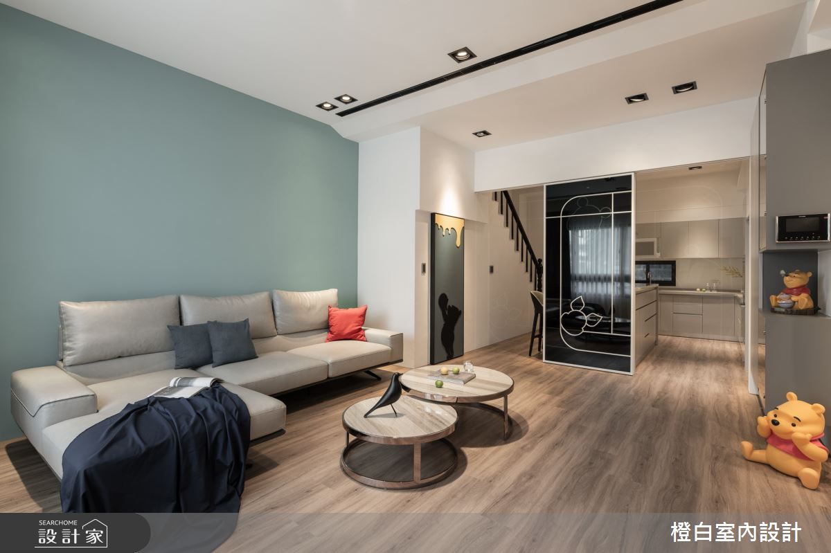48坪新成屋(5年以下)＿混搭風客廳廚房案例圖片＿橙白室內裝修設計工程有限公司＿橙白_92里仁大境之4
