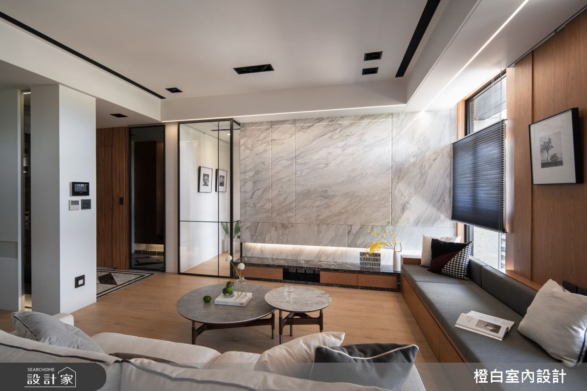 23坪新成屋(5年以下)＿現代風客廳臥榻案例圖片＿橙白室內裝修設計工程有限公司＿橙白_95和平東路之5