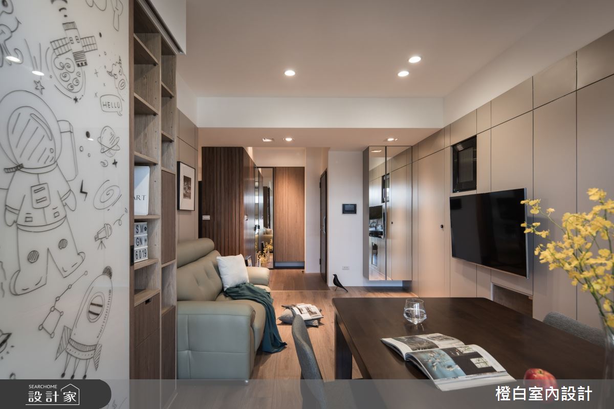 25坪新成屋(5年以下)＿現代風客廳案例圖片＿橙白室內裝修設計工程有限公司＿橙白_96台北京城之15