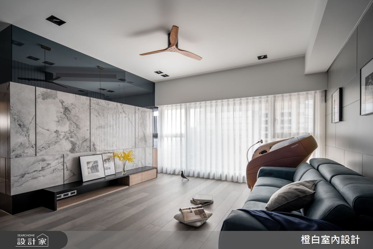 34坪新成屋(5年以下)＿混搭風客廳案例圖片＿橙白室內裝修設計工程有限公司＿橙白_97三輝玳門之2