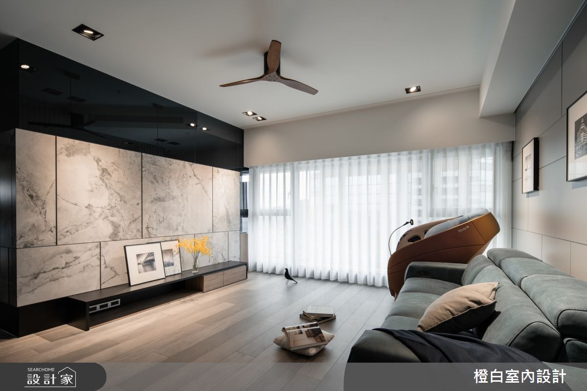 34坪新成屋(5年以下)＿混搭風客廳案例圖片＿橙白室內裝修設計工程有限公司＿橙白_97三輝玳門之3