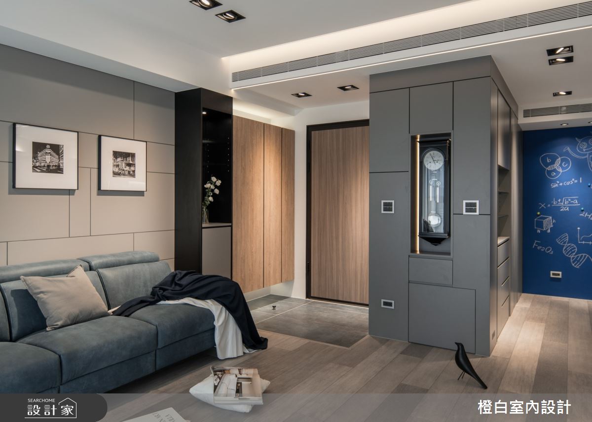34坪新成屋(5年以下)＿混搭風玄關客廳案例圖片＿橙白室內裝修設計工程有限公司＿橙白_97三輝玳門之6