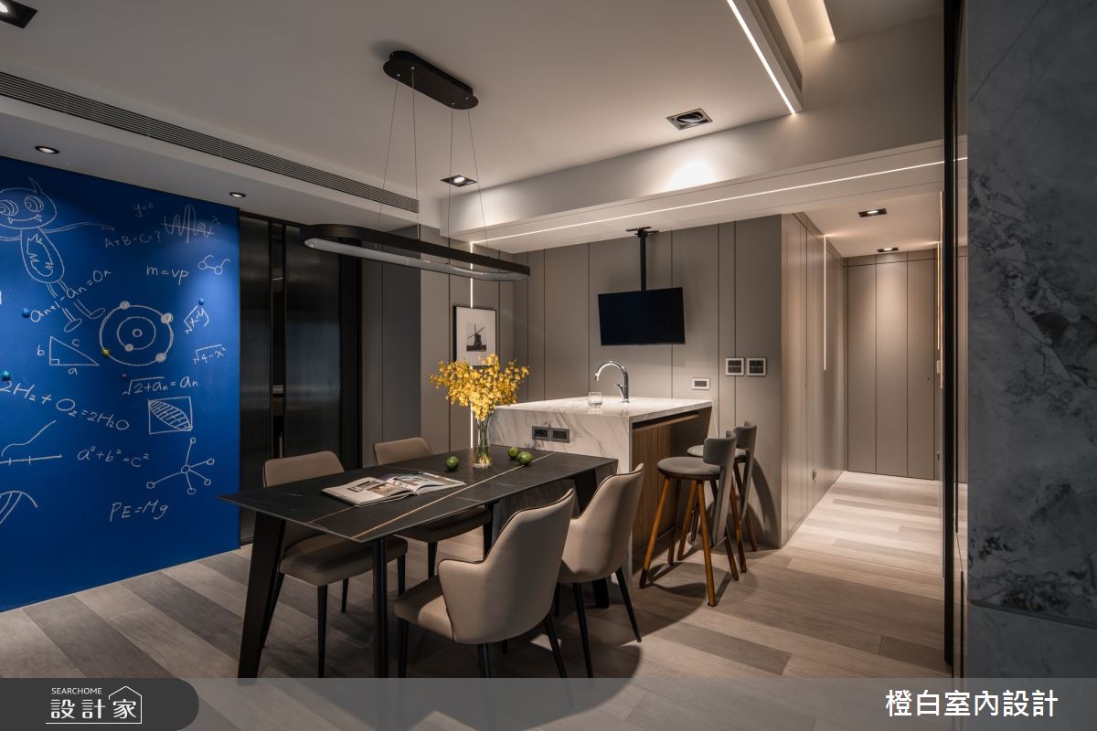34坪新成屋(5年以下)＿混搭風餐廳中島案例圖片＿橙白室內裝修設計工程有限公司＿橙白_97三輝玳門之17