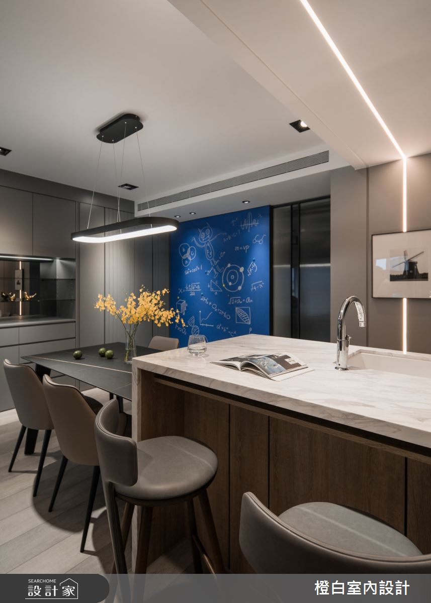 34坪新成屋(5年以下)＿混搭風餐廳中島案例圖片＿橙白室內裝修設計工程有限公司＿橙白_97三輝玳門之23