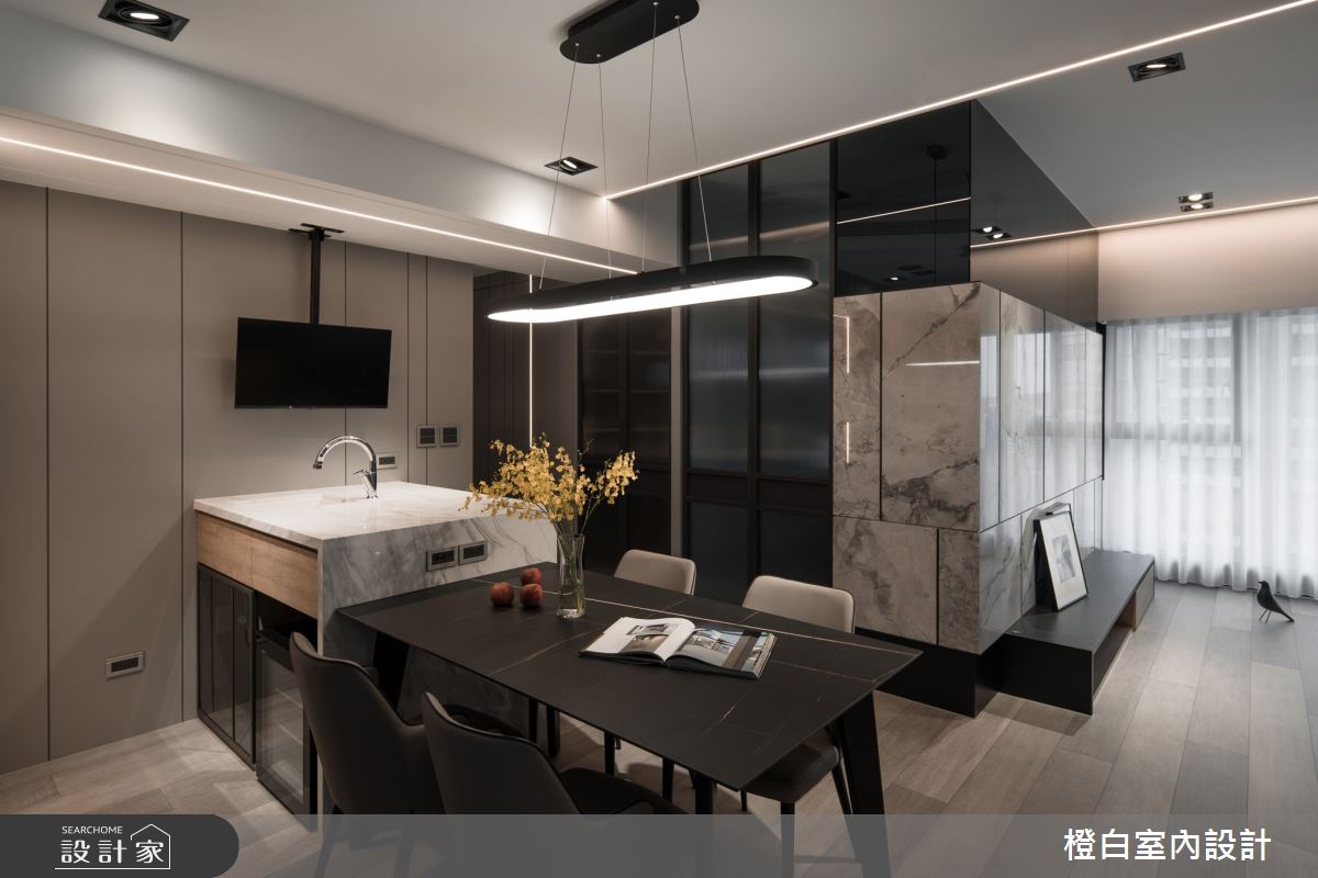 34坪新成屋(5年以下)＿混搭風餐廳中島案例圖片＿橙白室內裝修設計工程有限公司＿橙白_97三輝玳門之30