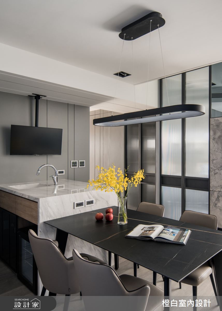 34坪新成屋(5年以下)＿混搭風餐廳中島案例圖片＿橙白室內裝修設計工程有限公司＿橙白_97三輝玳門之31