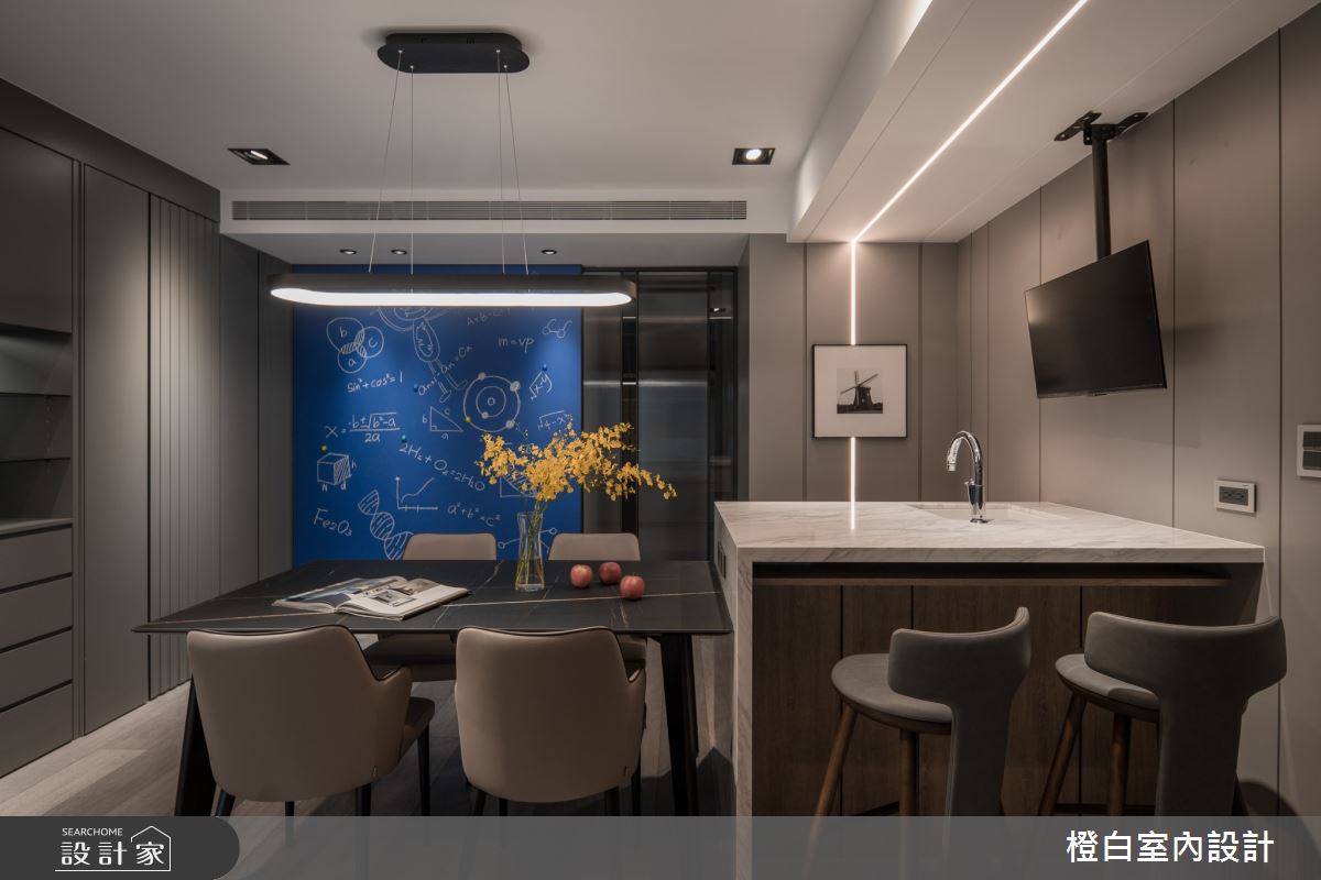 34坪新成屋(5年以下)＿混搭風餐廳中島案例圖片＿橙白室內裝修設計工程有限公司＿橙白_97三輝玳門之33