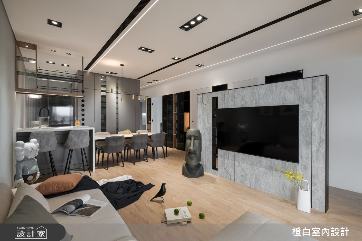 32坪新成屋(5年以下)＿混搭風客廳餐廳中島案例圖片＿橙白室內裝修設計工程有限公司＿橙白_98觀瀾之10