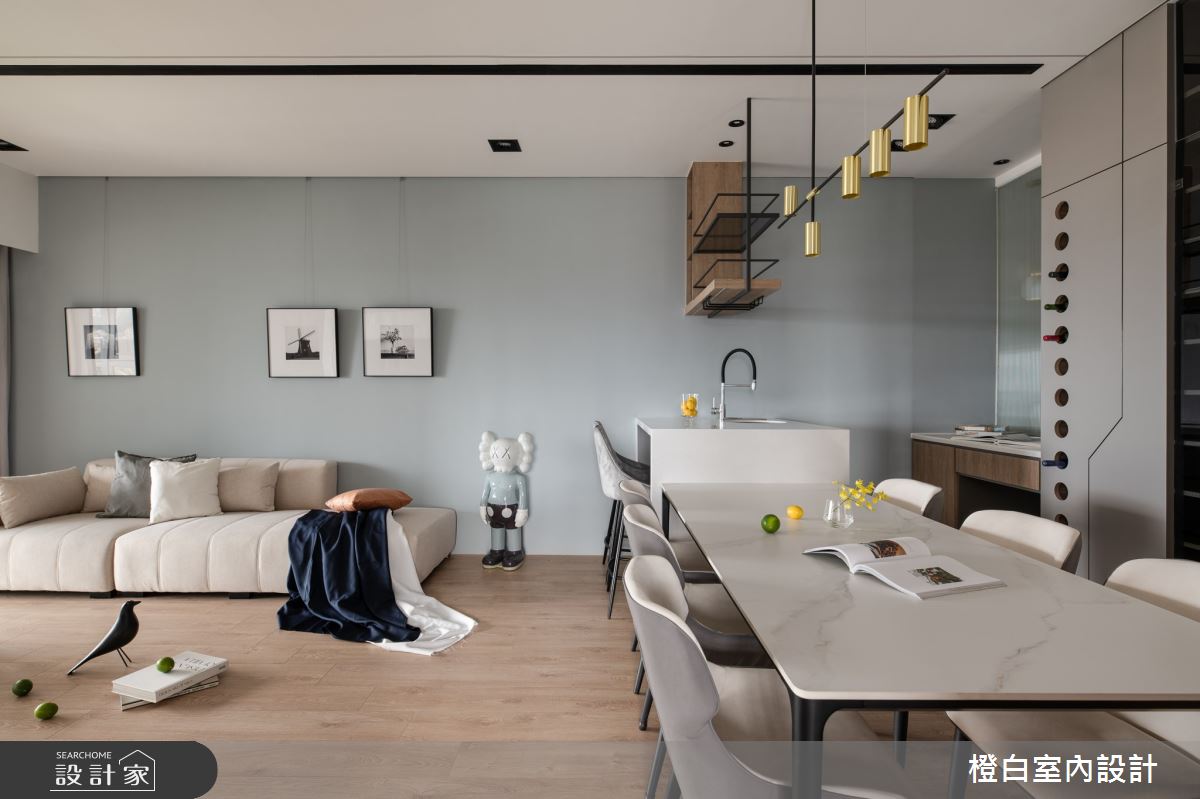 32坪新成屋(5年以下)＿混搭風客廳餐廳中島案例圖片＿橙白室內裝修設計工程有限公司＿橙白_98觀瀾之11